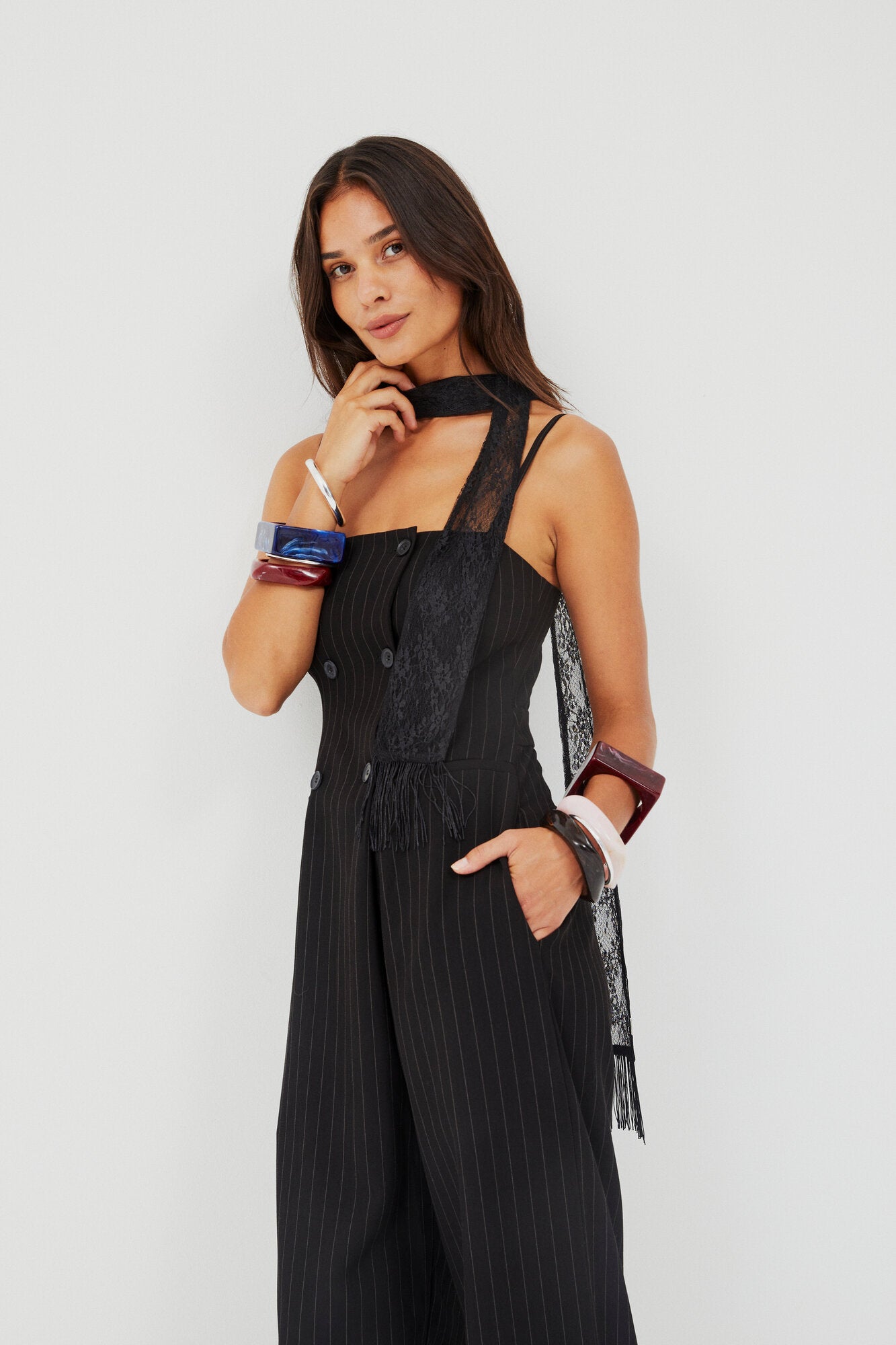 GZjoelle buksedragt - Black Pinstripe